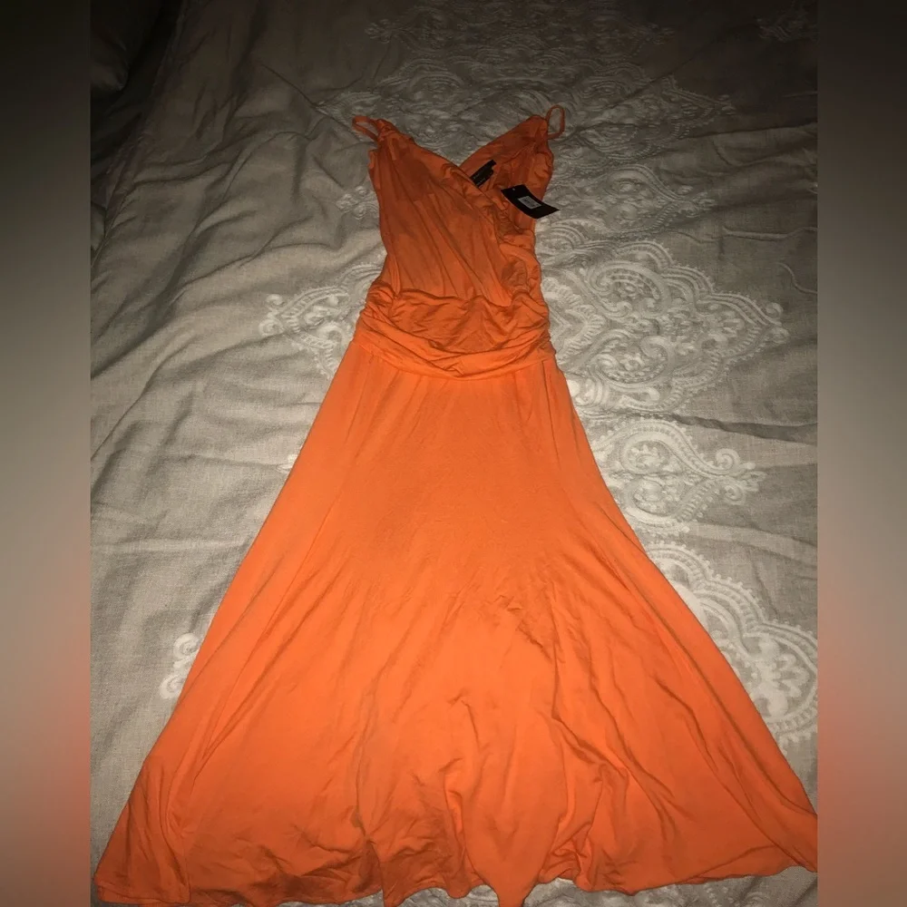bcbgmaxazria orange and pink chiffon cocktail dress Bcbgmaxazria Dresses | Elegant Pink And Orange Maxi Dress | Color: Orange/Pink | Size: Xxs